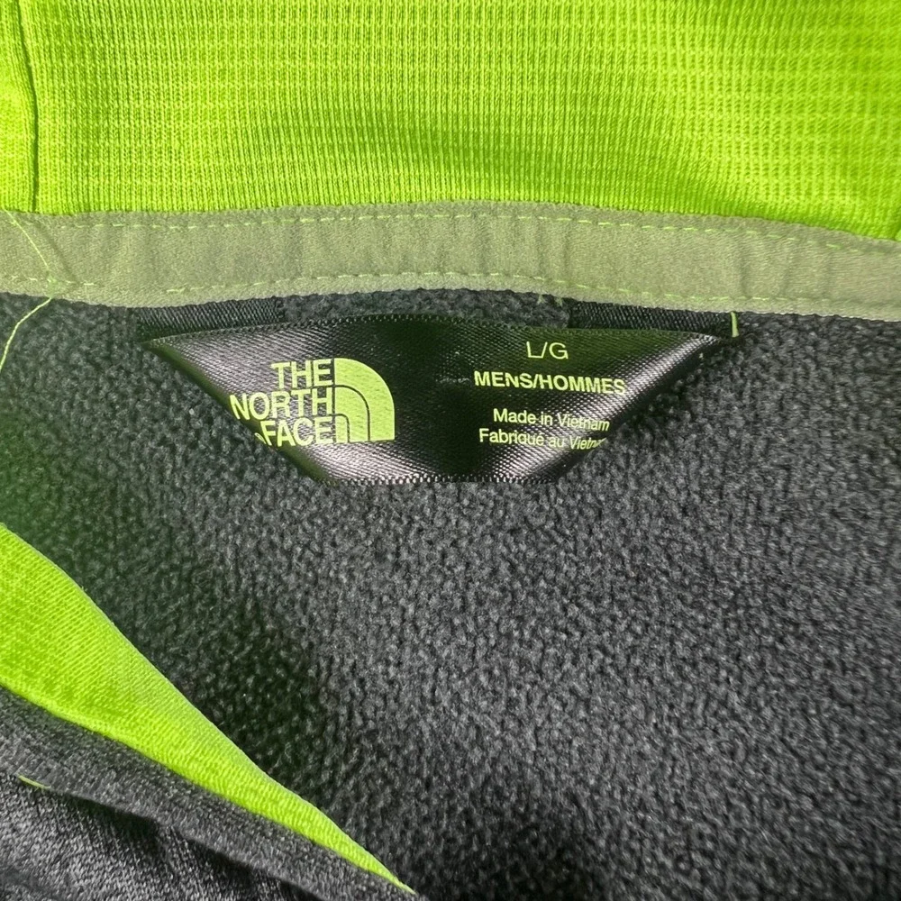The North Face Mens Hoodie Large Grey Neon Green‎ Pullover Sweatshirt A2HG